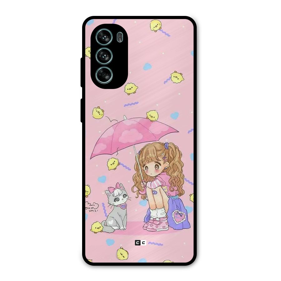 Girl With Cat Metal Back Case for Moto G62