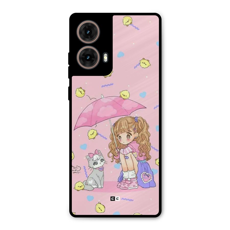 Girl With Cat Metal Back Case for Moto G85