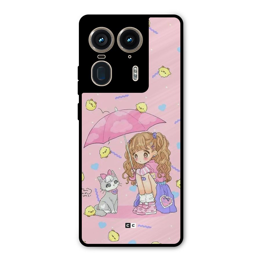Girl With Cat Metal Back Case for Motorola Edge 50 Ultra