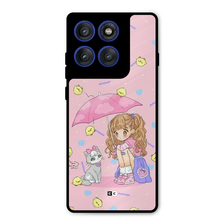 Girl With Cat Metal Back Case for Motorola Edge 60 Pro
