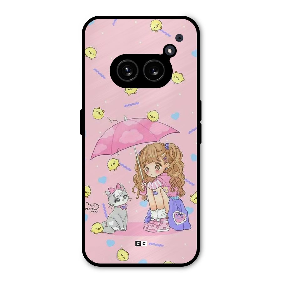 Girl With Cat Metal Back Case for Nothing Phone 2a Plus