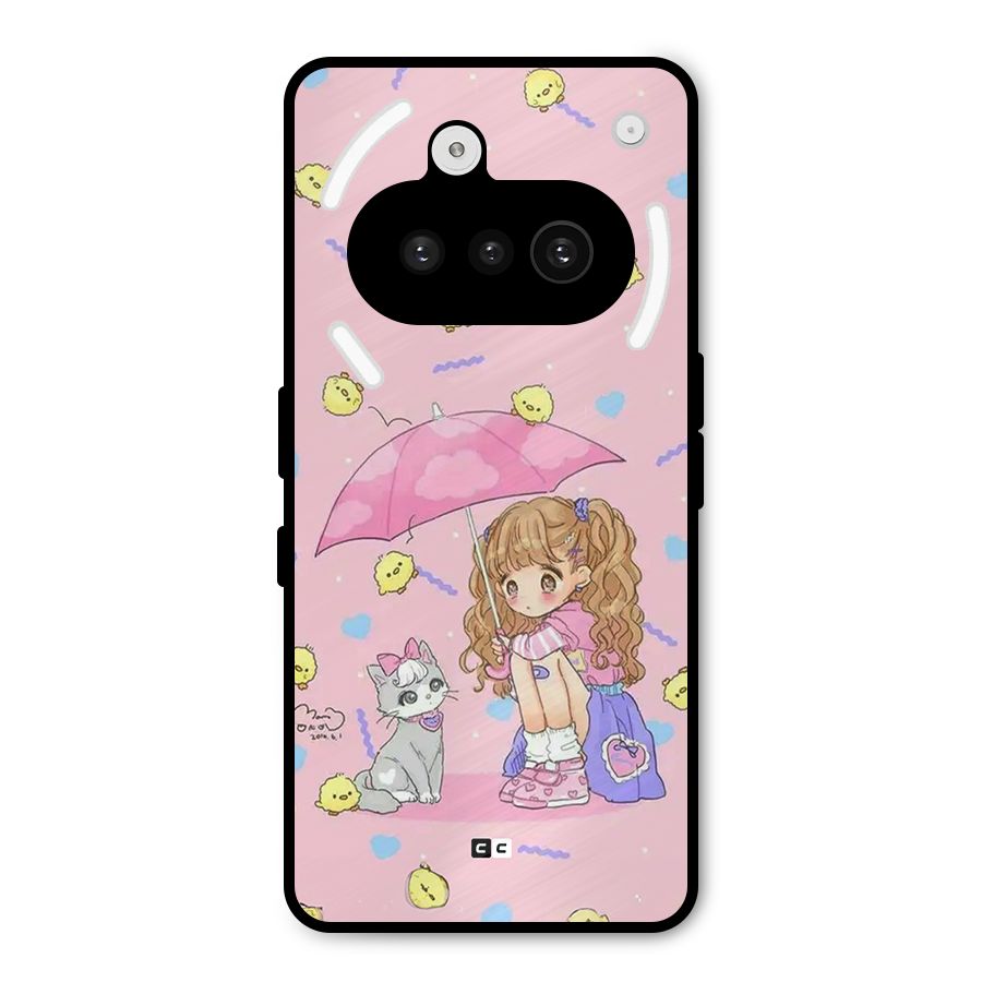Girl With Cat Metal Back Case for Nothing Phone 3a