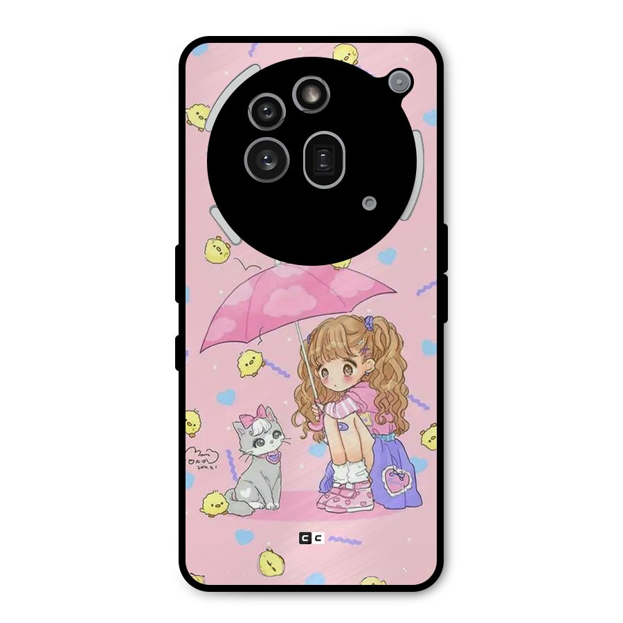 Girl With Cat Metal Back Case for Nothing Phone 3a Pro