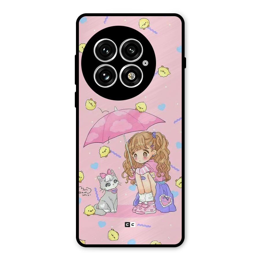 Girl With Cat Metal Back Case for OnePlus 13