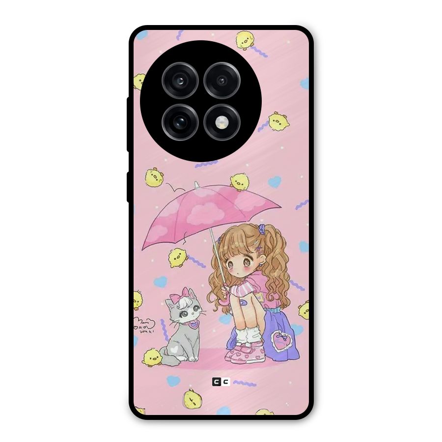 Girl With Cat Metal Back Case for OnePlus 13R