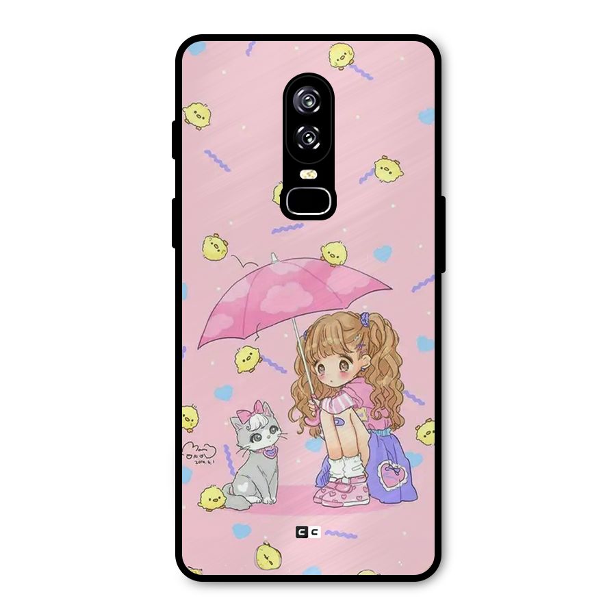 Girl With Cat Metal Back Case for OnePlus 6