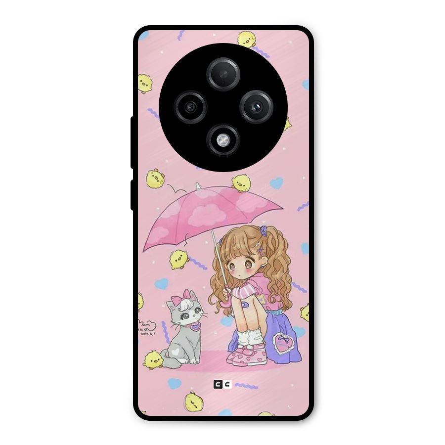 Girl With Cat Metal Back Case for Oppo F27 Pro Plus