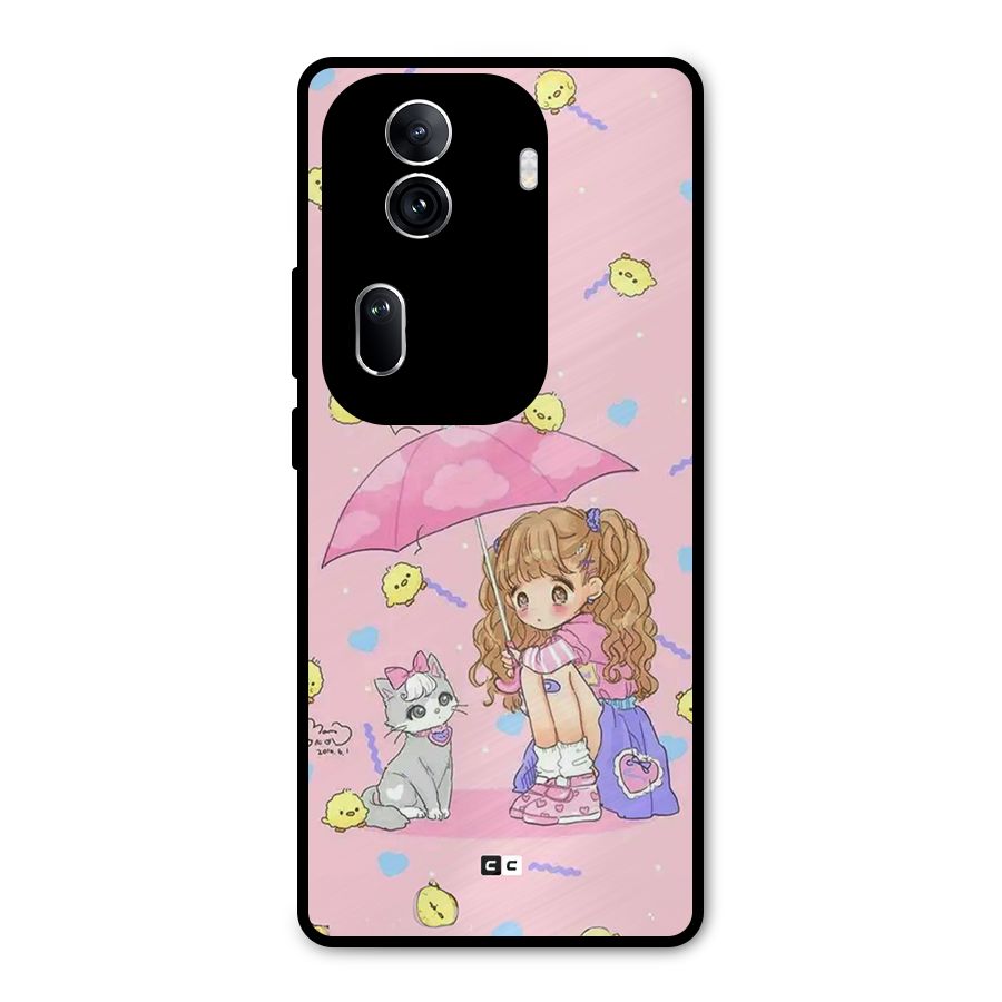Girl With Cat Metal Back Case for Oppo Reno11 Pro 5G