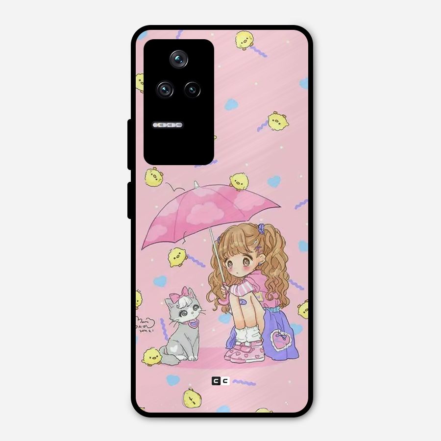 Girl With Cat Metal Back Case for Poco F4 5G