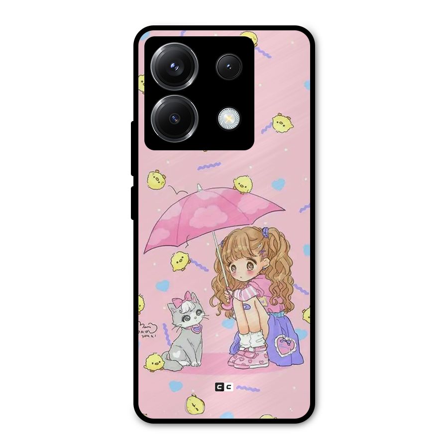 Girl With Cat Metal Back Case for Poco X6