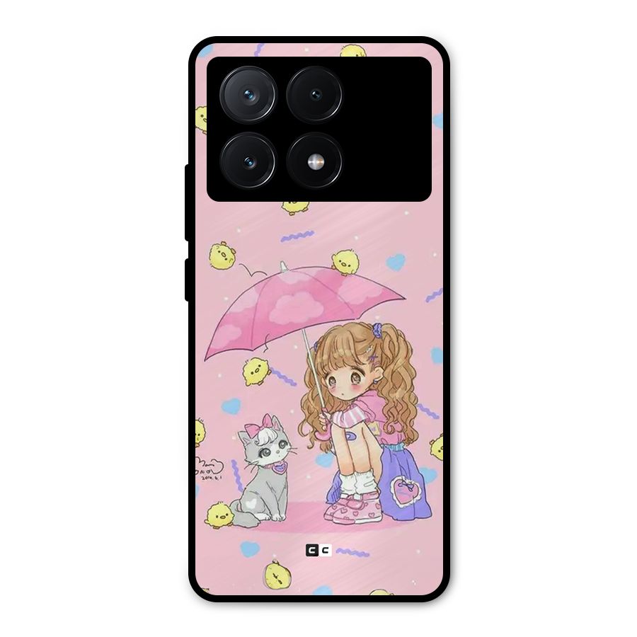 Girl With Cat Metal Back Case for Poco X6 Pro