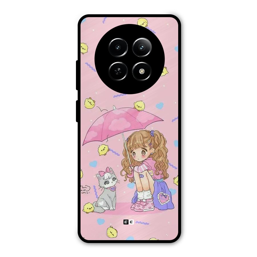 Girl With Cat Metal Back Case for Realme 12 5G