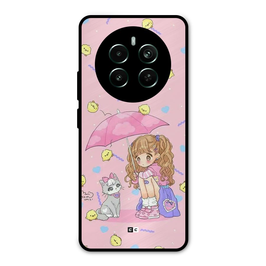 Girl With Cat Metal Back Case for Realme 12 Pro Plus