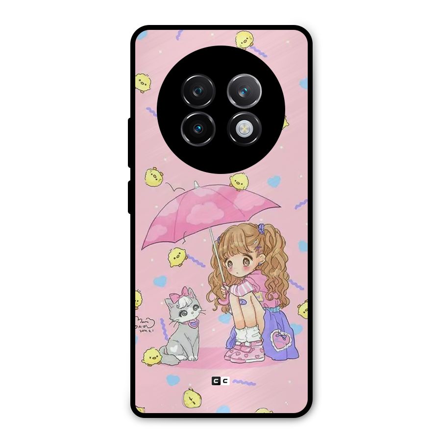 Girl With Cat Metal Back Case for Realme 13 Plus