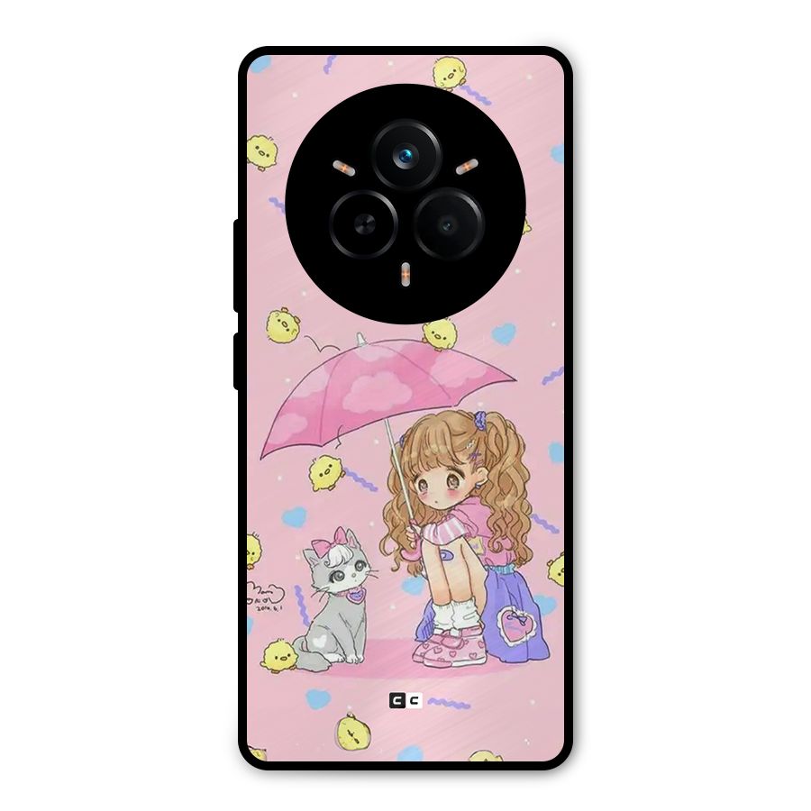 Girl With Cat Metal Back Case for Realme 14 Pro