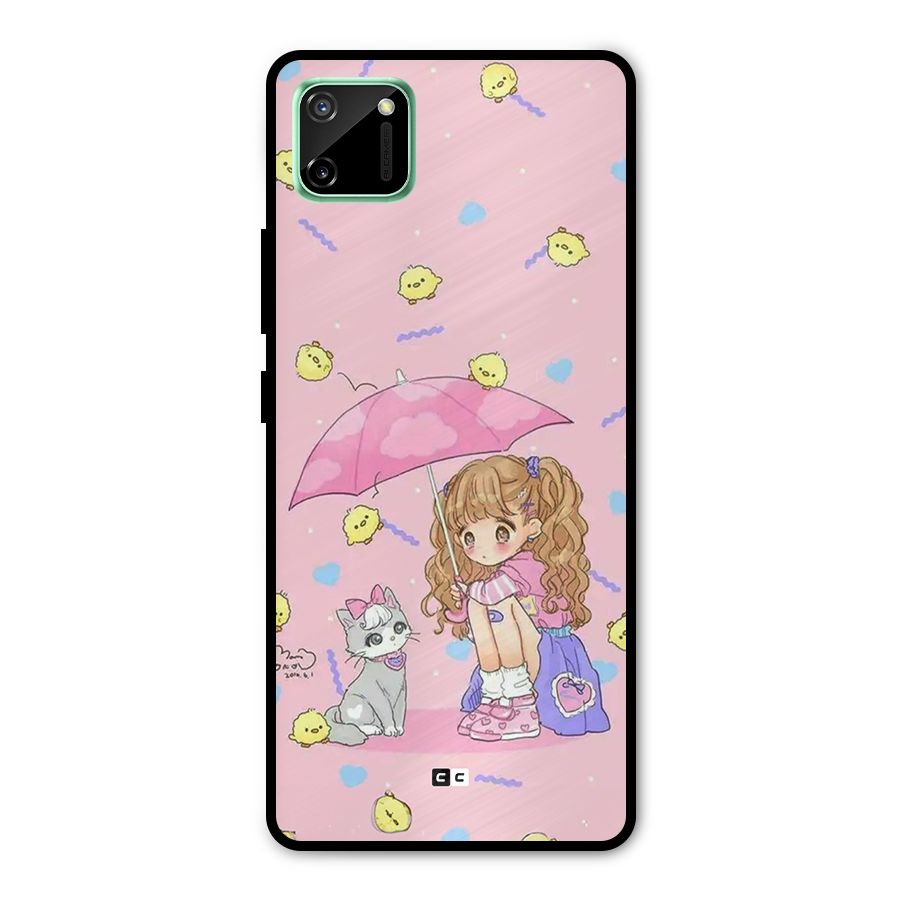Girl With Cat Metal Back Case for Realme C11