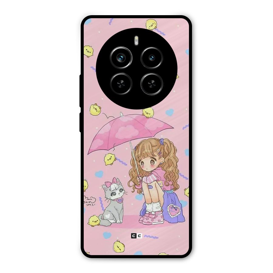 Girl With Cat Metal Back Case for Realme P1 Pro