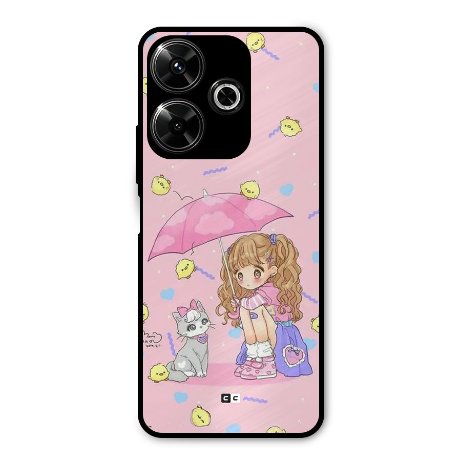 Girl With Cat Metal Back Case for Redmi 13 5G