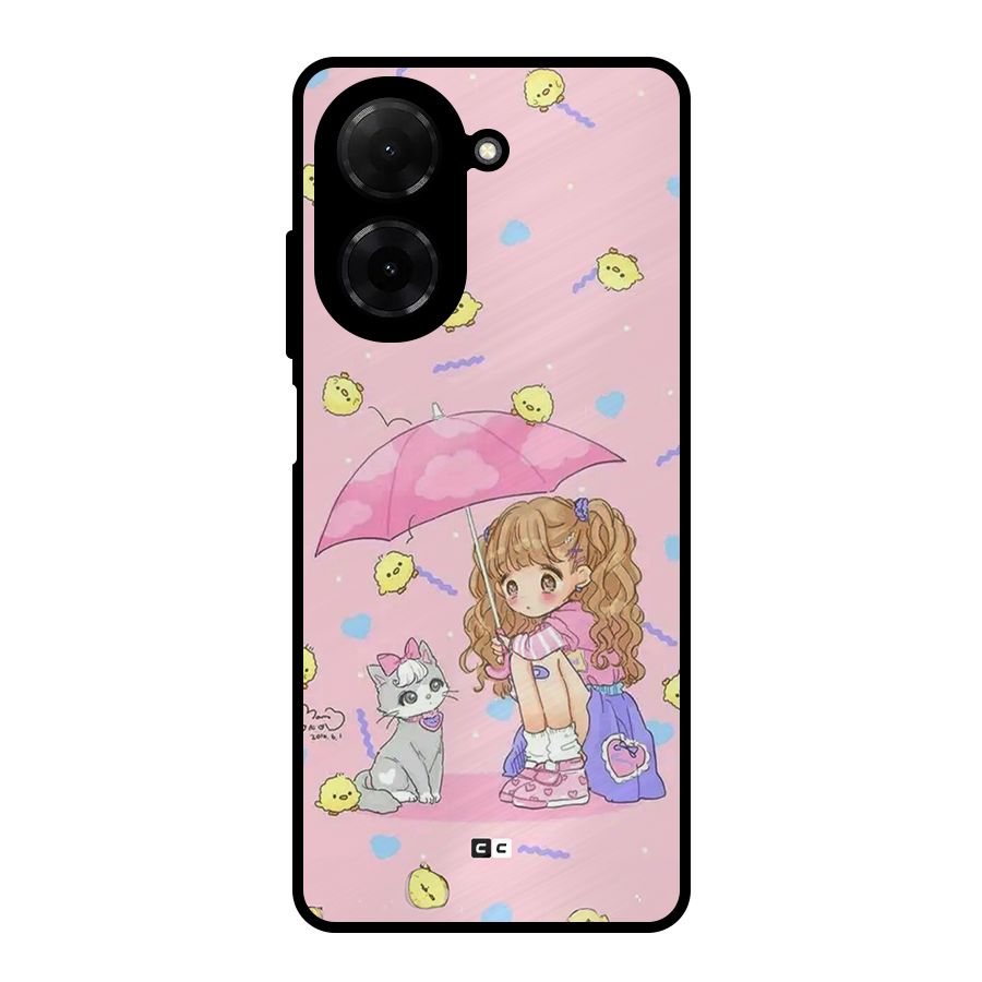 Girl With Cat Metal Back Case for Redmi A5 4G