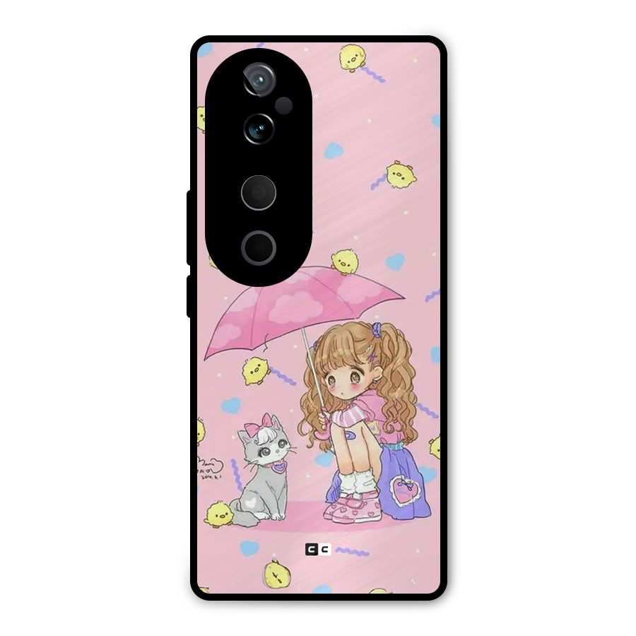 Girl With Cat Metal Back Case for Vivo T3 Ultra