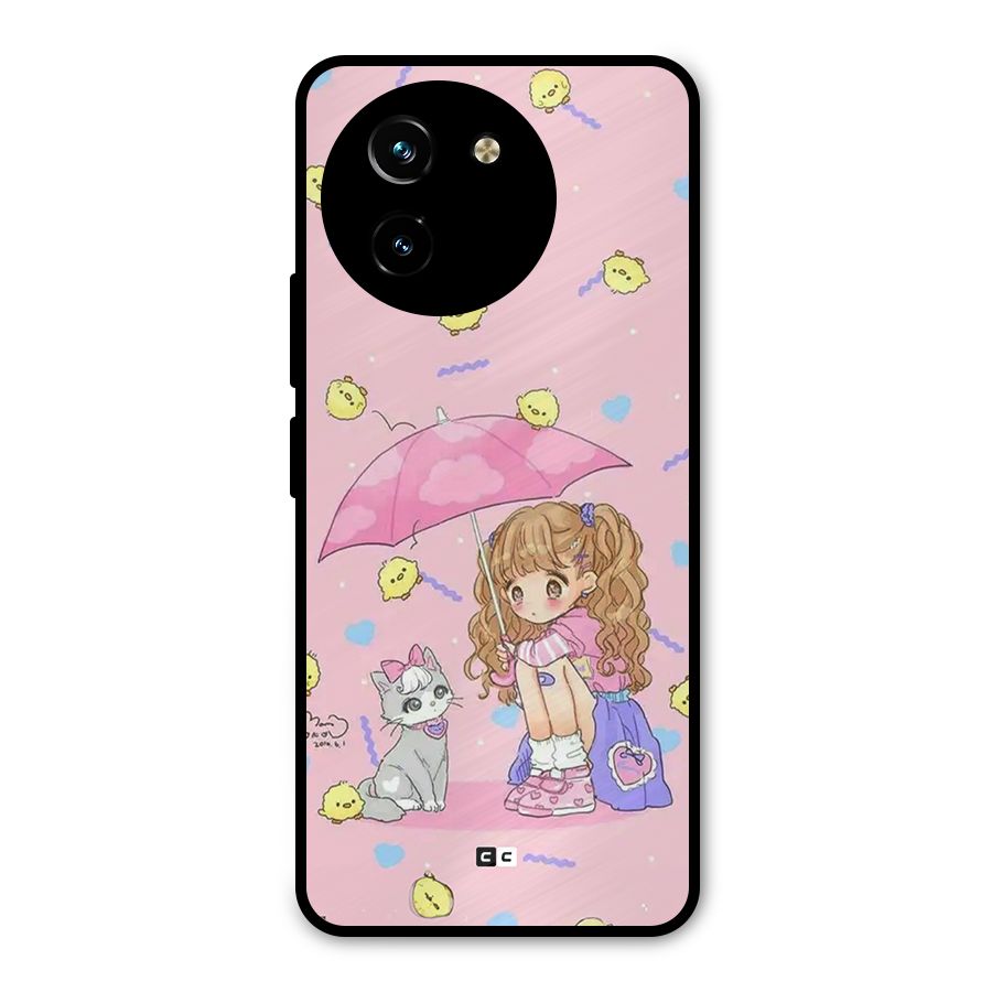 Girl With Cat Metal Back Case for Vivo T3x