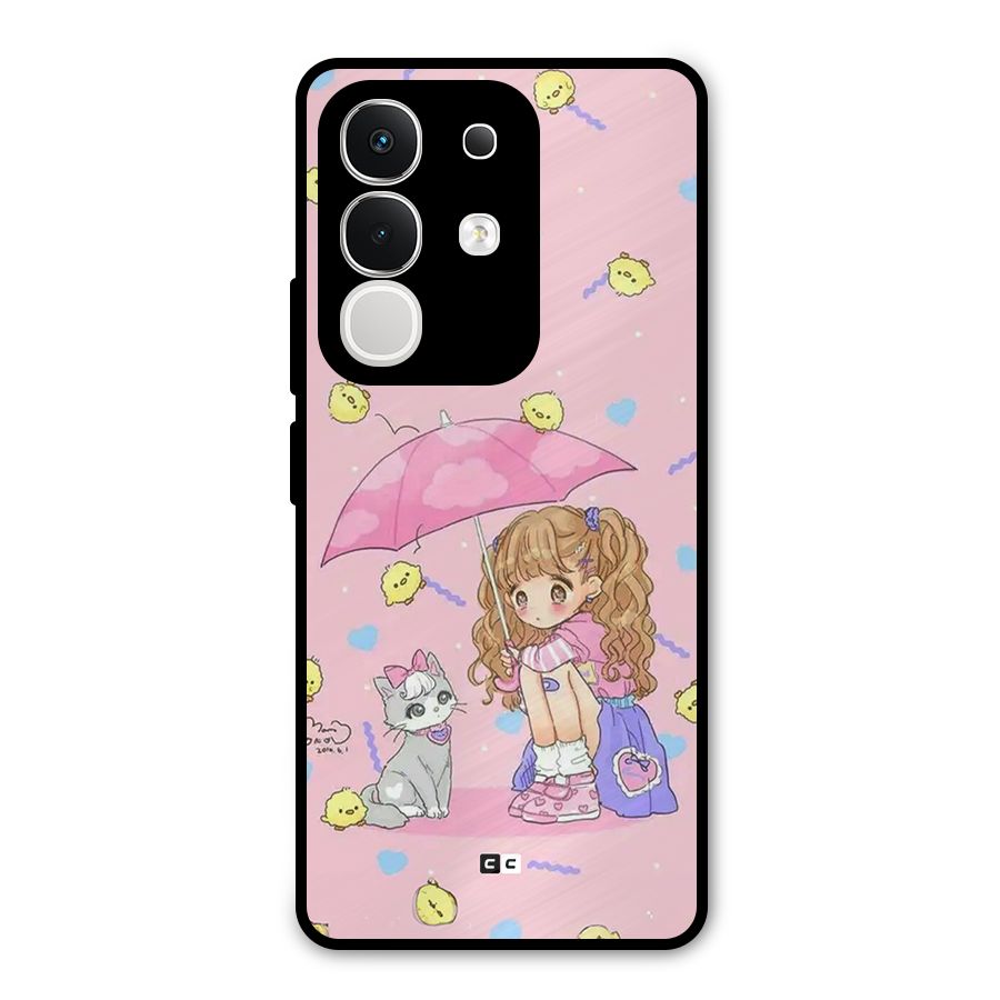 Girl With Cat Metal Back Case for Vivo T4x