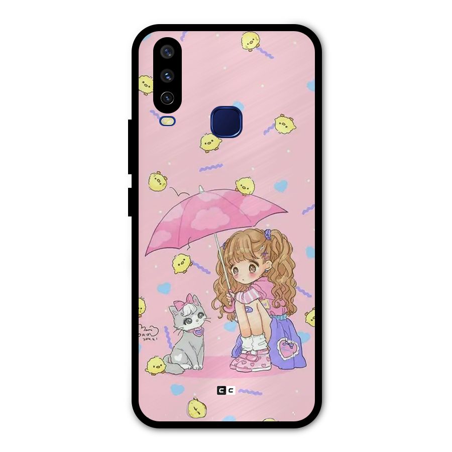 Girl With Cat Metal Back Case for Vivo V17