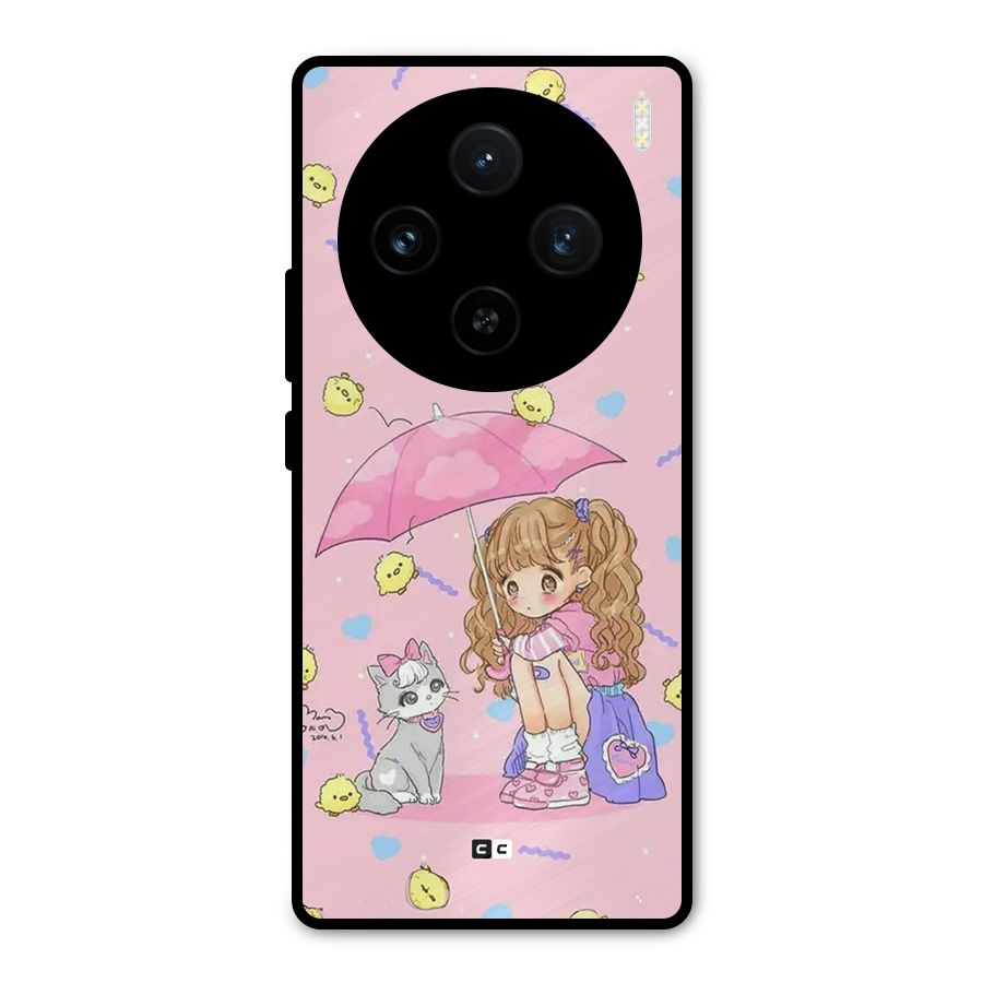 Girl With Cat Metal Back Case for Vivo X100