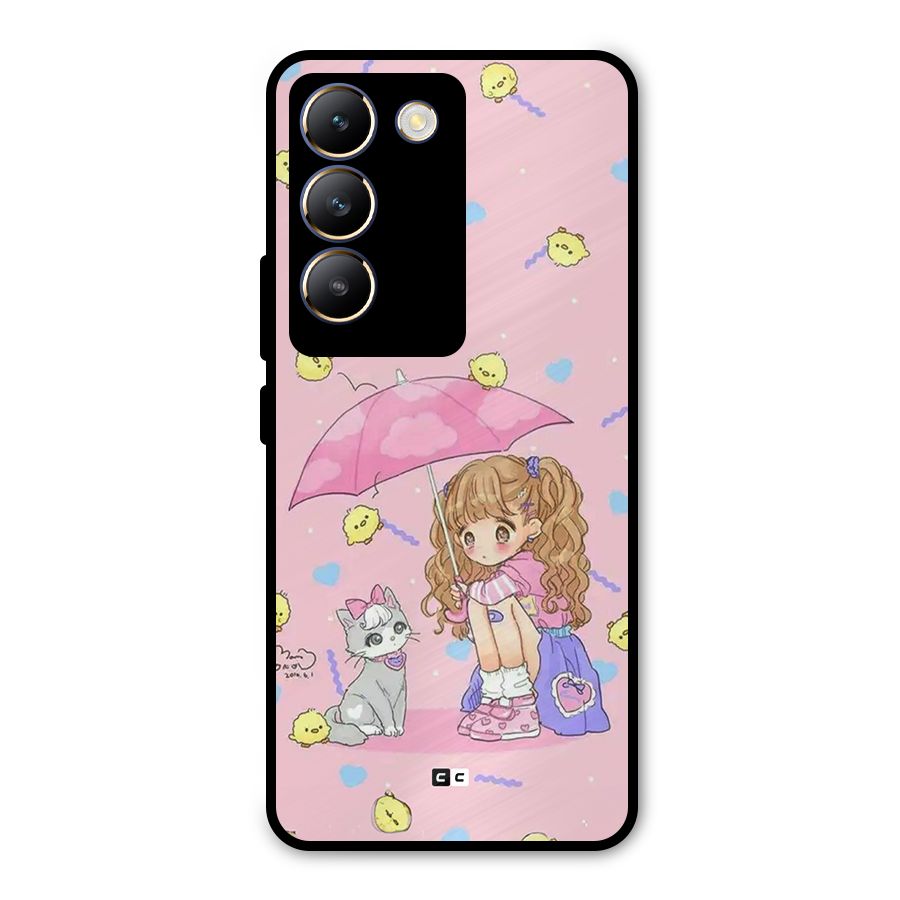 Girl With Cat Metal Back Case for Vivo Y200e
