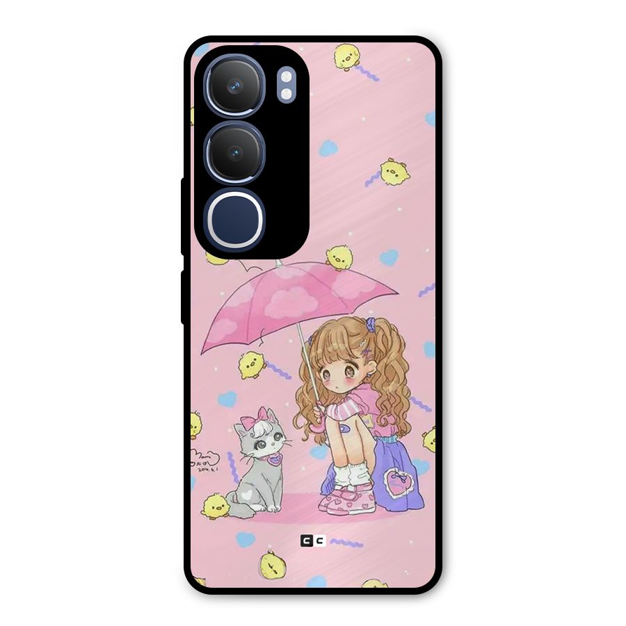 Girl With Cat Metal Back Case for Vivo Y29