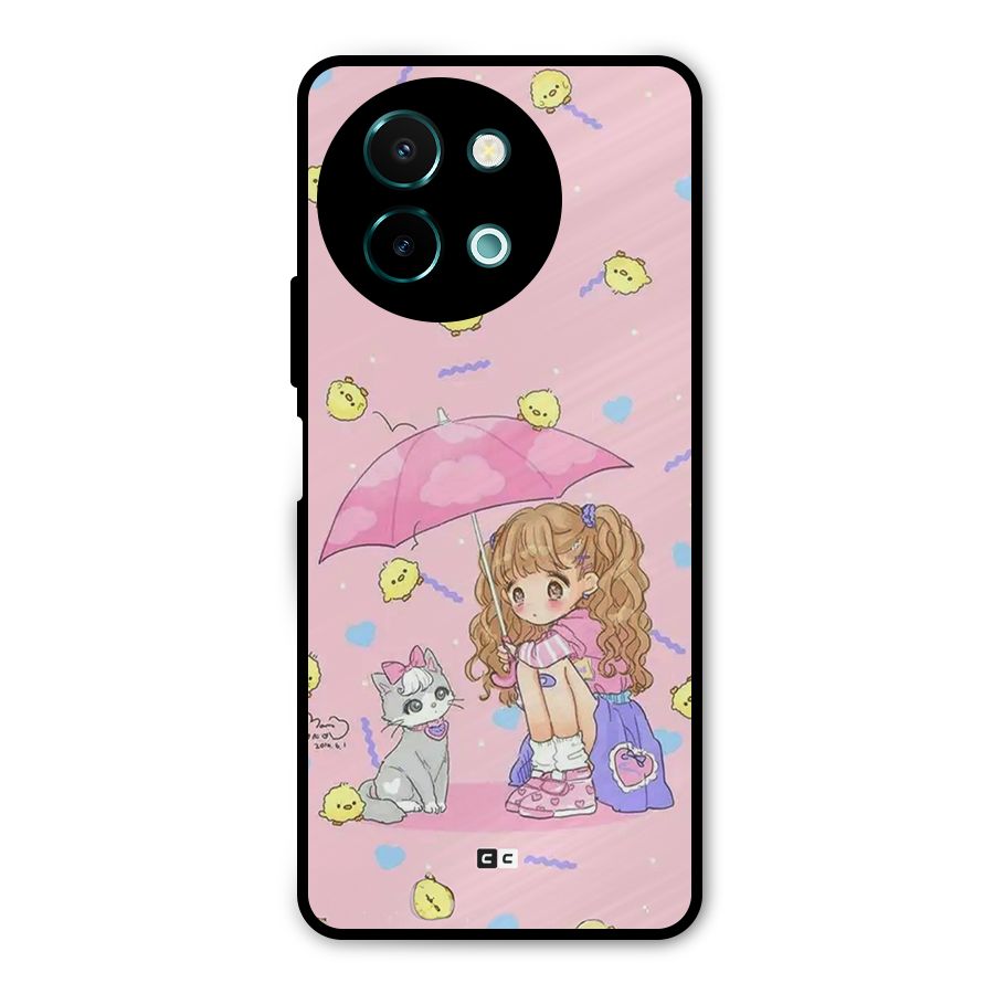Girl With Cat Metal Back Case for Vivo Y58