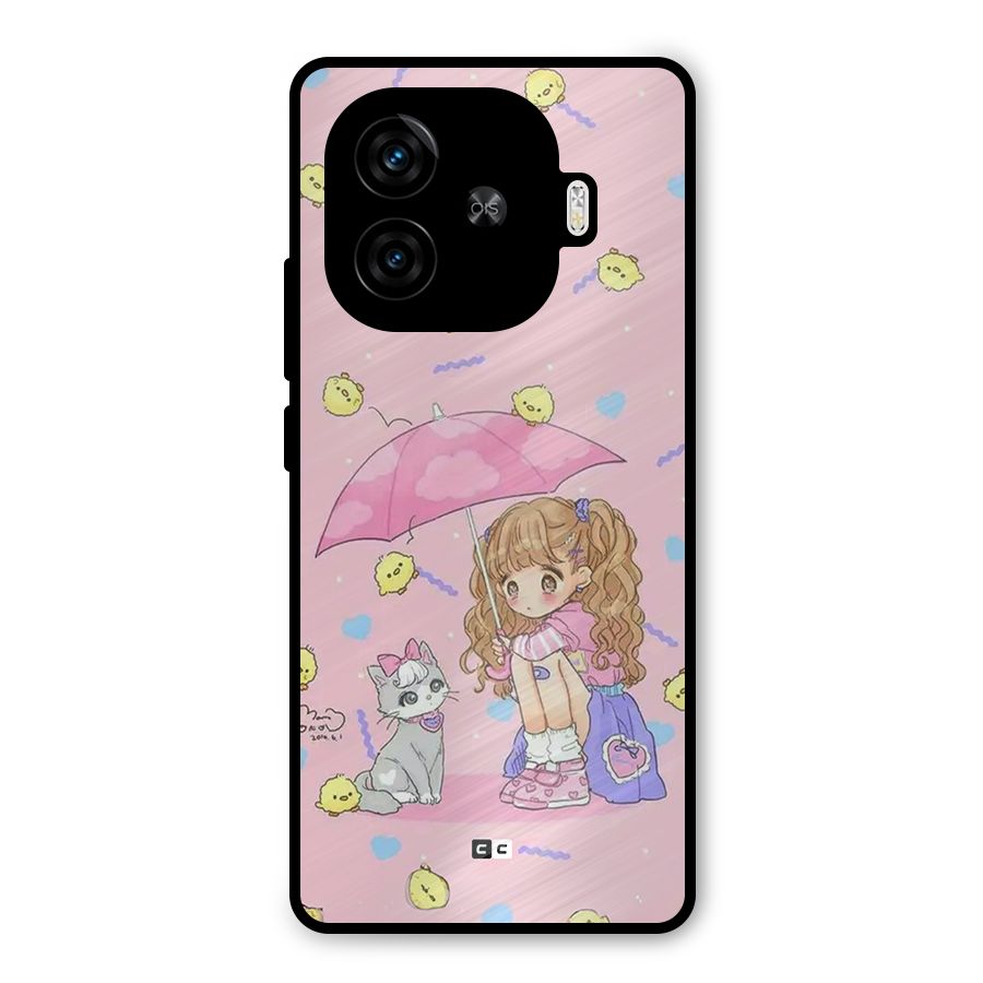 Girl With Cat Metal Back Case for iQOO Z9 Turbo