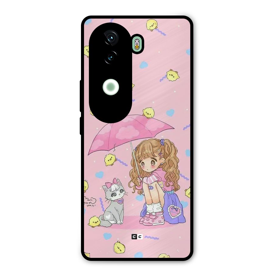 Girl With Cat Metal Back Case for iQOO Z9s