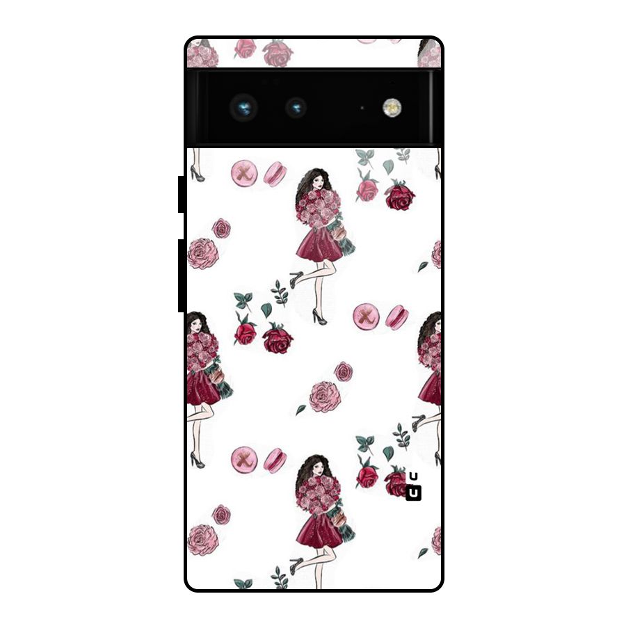Girl With Flowers Glass Back Case for Google Pixel 6