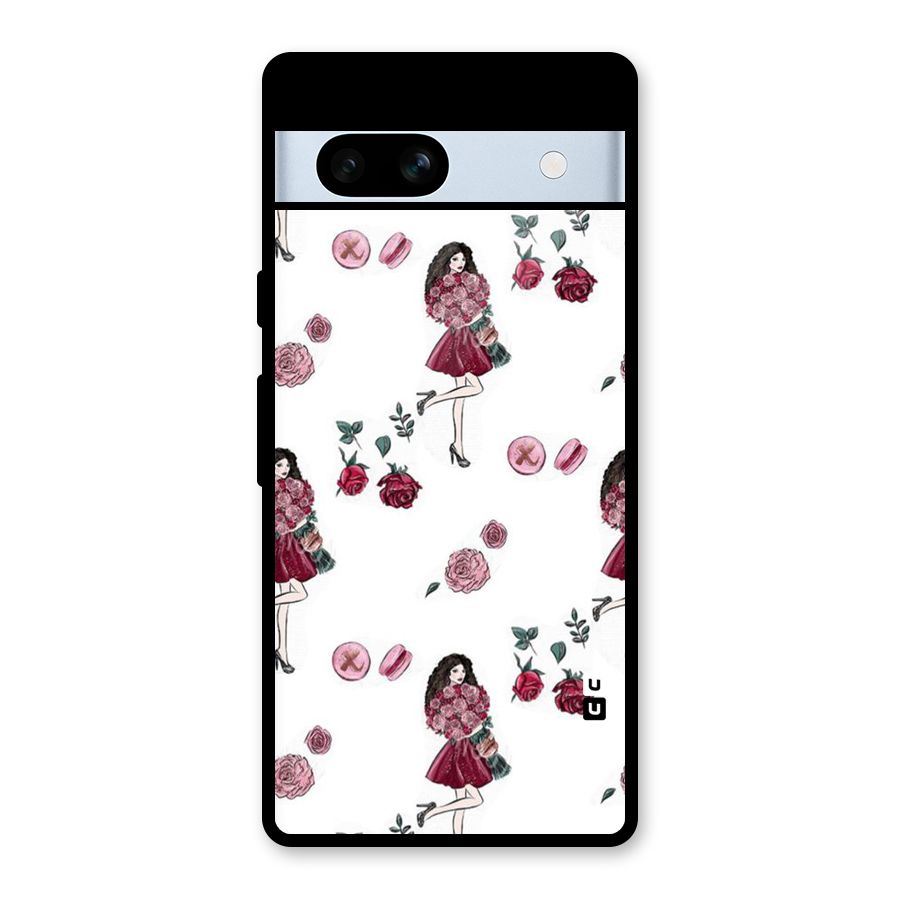 Girl With Flowers Glass Back Case for Google Pixel 7a