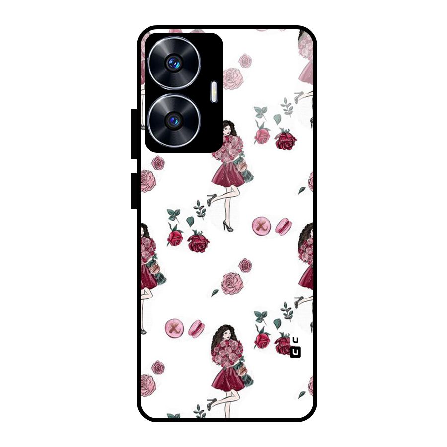 Girl With Flowers Glass Back Case for Realme Narzo N55