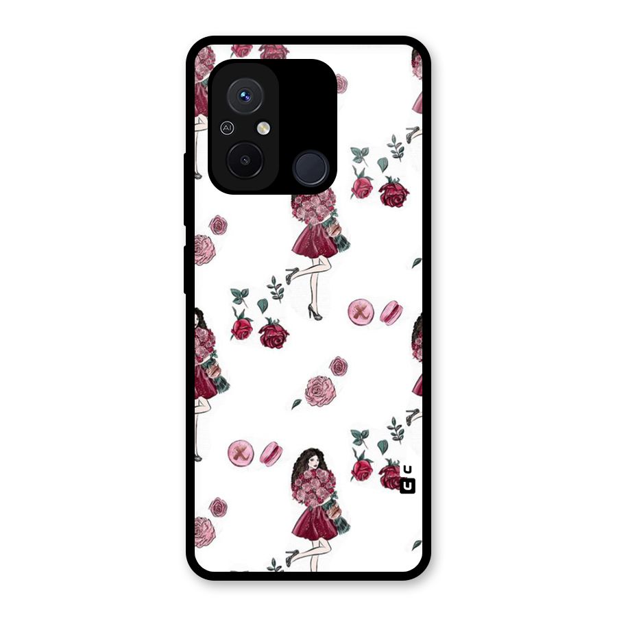 Girl With Flowers Glass Back Case for Redmi 12C