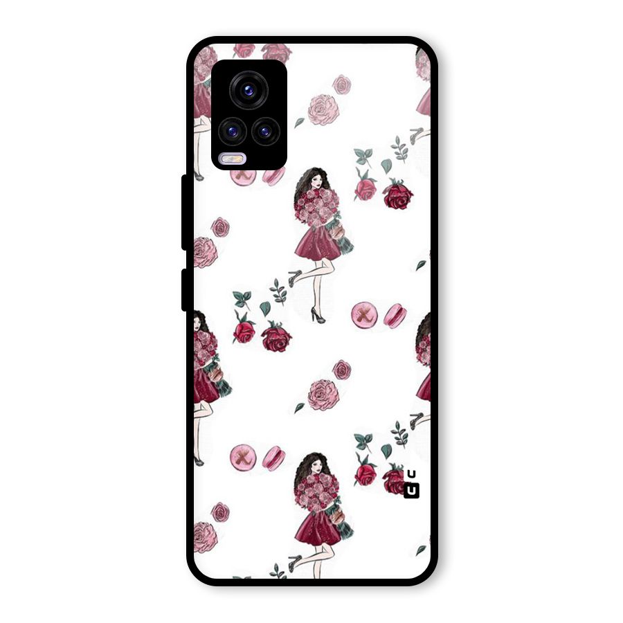 Girl With Flowers Glass Back Case for Vivo V20 2021