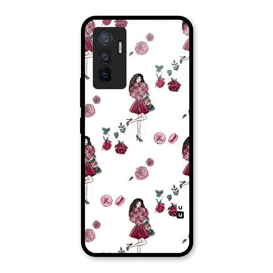 Girl With Flowers Glass Back Case for Vivo V23e