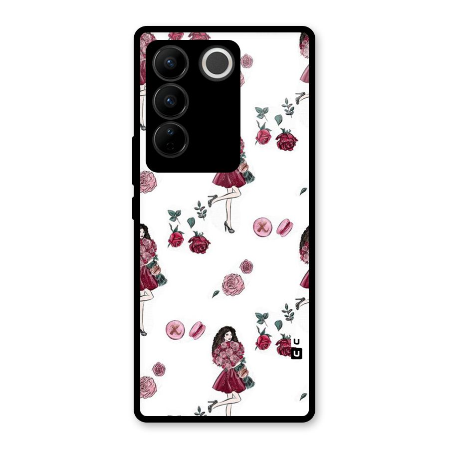 Girl With Flowers Glass Back Case for Vivo V27