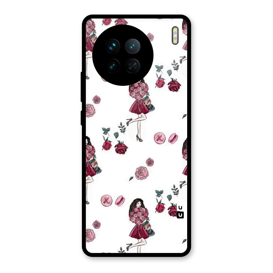 Girl With Flowers Glass Back Case for Vivo X90
