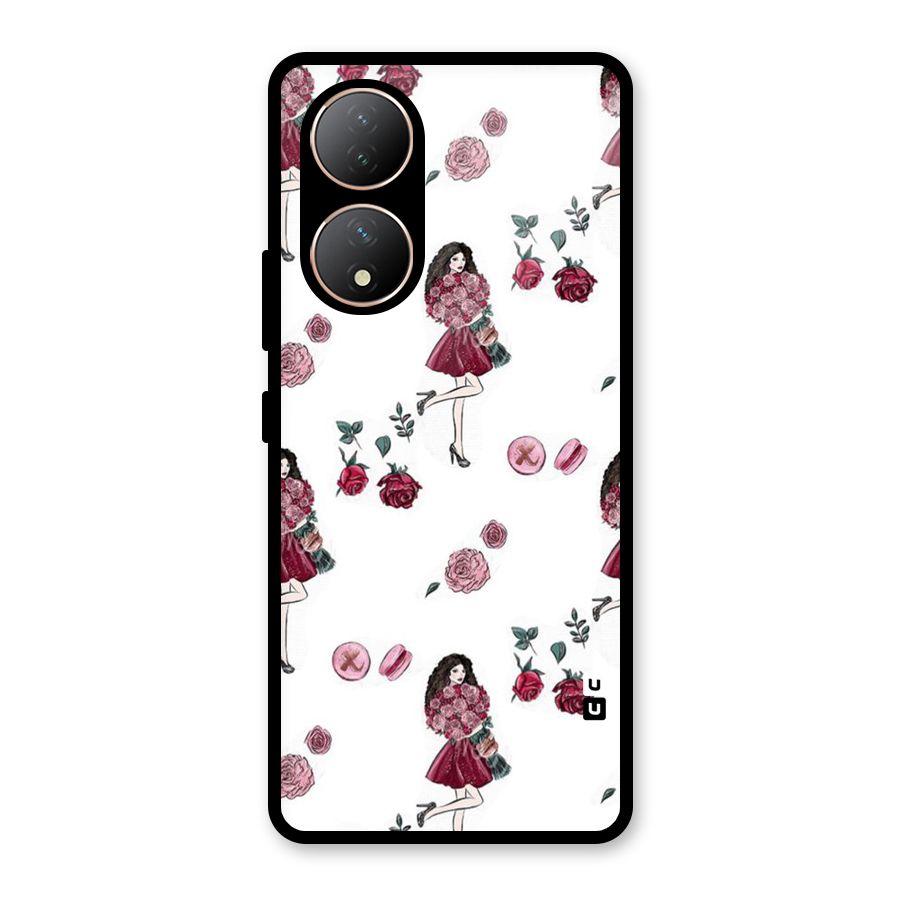 Girl With Flowers Glass Back Case for Vivo Y100A
