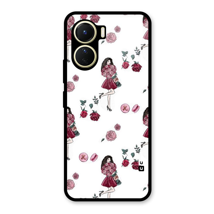 Girl With Flowers Glass Back Case for Vivo Y16