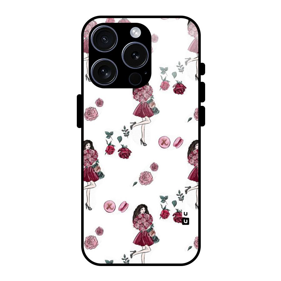 Girl With Flowers Glass Back Case for iPhone 15 Pro
