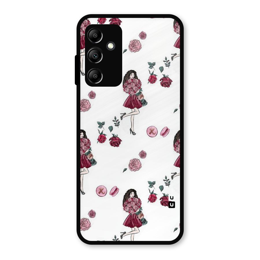 Girl With Flowers Metal Back Case for Galaxy A14 5G