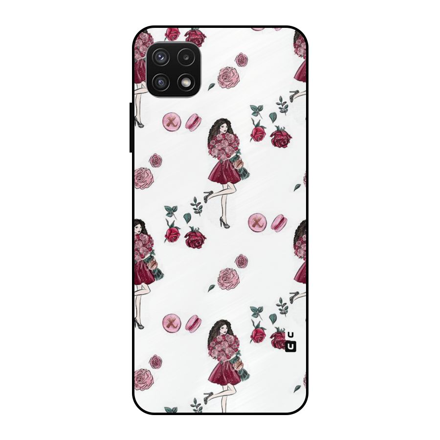 Girl With Flowers Metal Back Case for Galaxy A22 5G