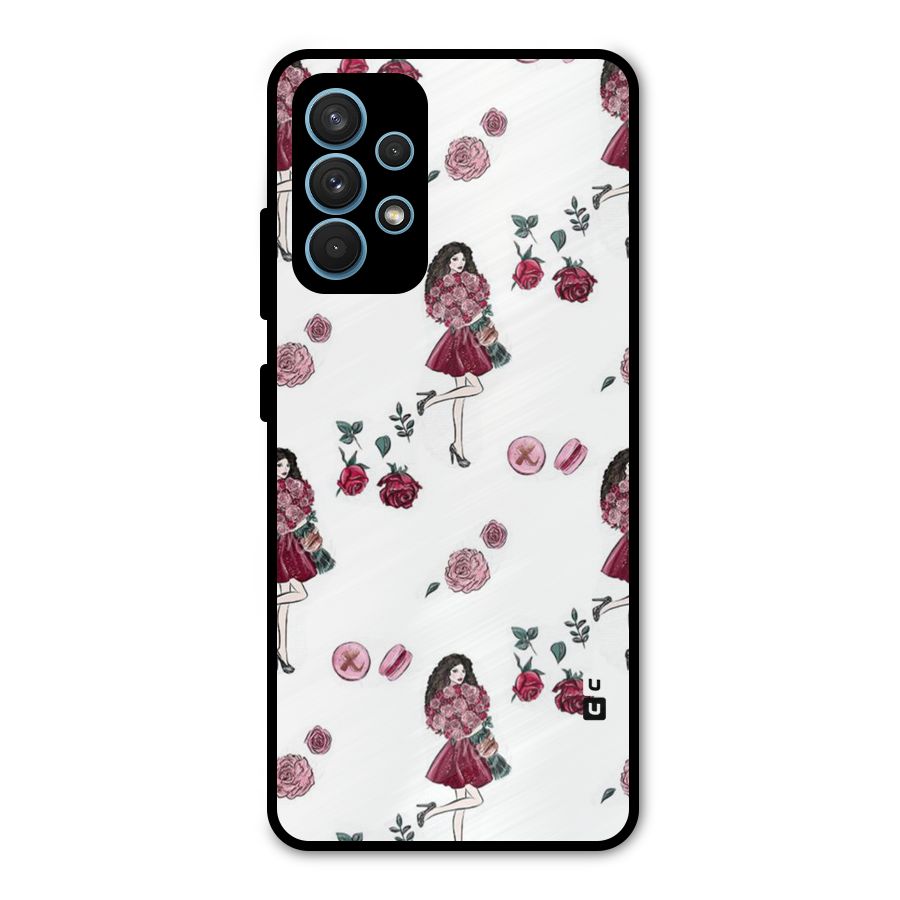 Girl With Flowers Metal Back Case for Galaxy A32