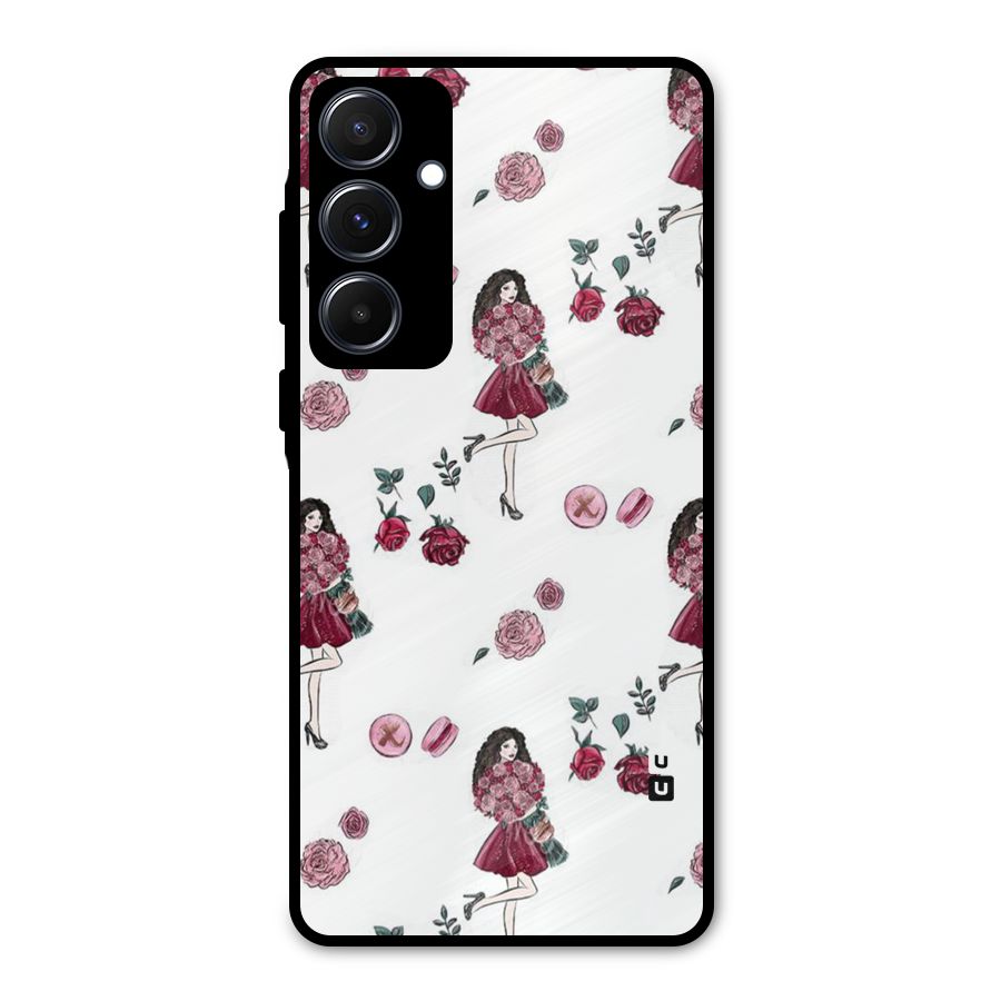 Girl With Flowers Metal Back Case for Galaxy A55