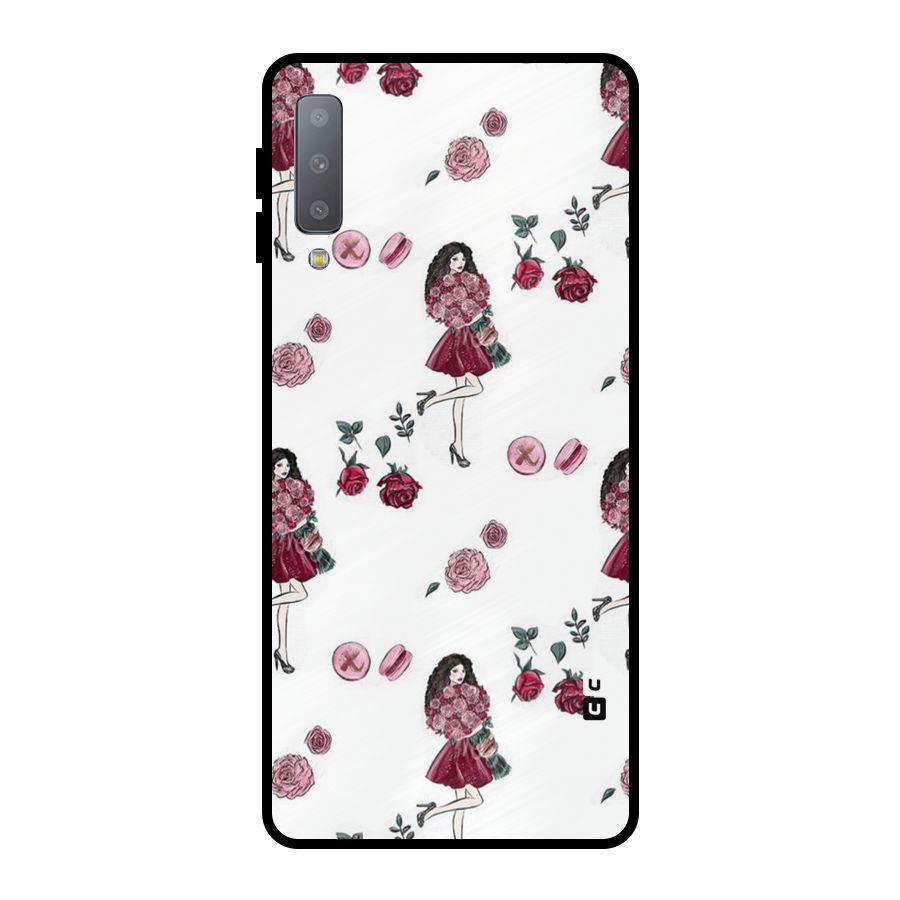Girl With Flowers Metal Back Case for Galaxy A7 (2018)