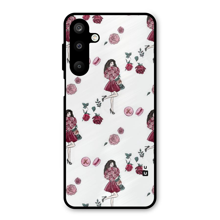 Girl With Flowers Metal Back Case for Galaxy M16